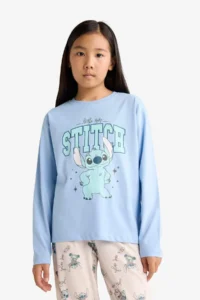 DeFacto Girl's Disney Lilo & Stitch Pajama Set Long Sleeve Top Long Bottom - Image 3