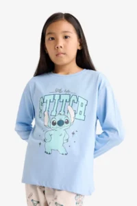 DeFacto Girl's Disney Lilo & Stitch Pajama Set Long Sleeve Top Long Bottom - Image 4