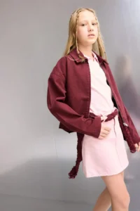 DeFacto School Gabardine Zippered Crop Jacket Girls