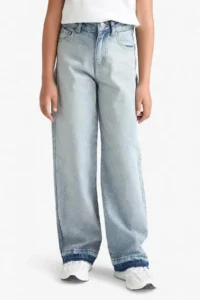 DeFacto 90's Wide Leg Wide Leg School Jean Trousers Girls - Image 4