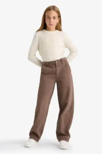 DeFacto Balloon Fit Oval Leg Gabardine School Trousers Girls - Image 2