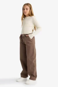 DeFacto Balloon Fit Oval Leg Gabardine School Trousers Girls - Image 3