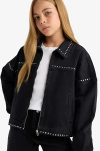 DeFacto Cotton Zipper Denim Jacket Girls 25AU - Image 4