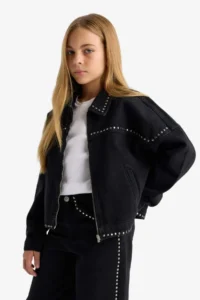 DeFacto Cotton Zipper Denim Jacket Girls 25AU - Image 6