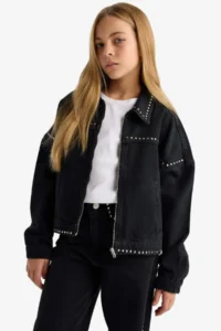 DeFacto Cotton Zipper Denim Jacket Girls 25AU - Image 7
