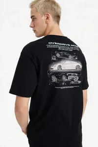 DeFacto 100% Cotton Boxy Fit Printed T-Shirt