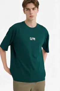 DeFacto 100% Cotton Boxy Fit Printed T-Shirt