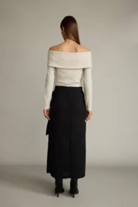 DeFacto Relax Fit Tie-Down Black Maxi Linen Skirt - Image 5