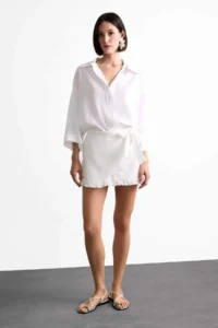 DeFacto tied up White Mini Shorts Skirt