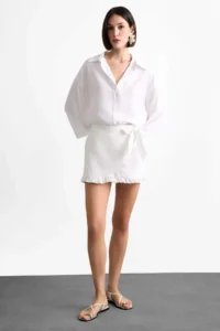 DeFacto tied up White Mini Shorts Skirt - Image 2
