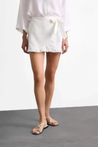DeFacto tied up White Mini Shorts Skirt - Image 6