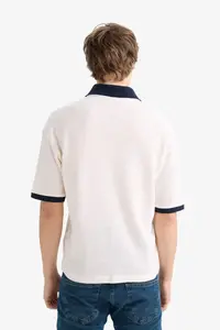 DeFacto textured Boxy Fit Polo Shirt T-Shirt - Image 5