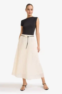 DeFacto Regular Fit High Waist Siphon Midi Skirt - Image 2