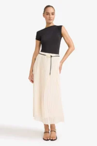 DeFacto Regular Fit High Waist Siphon Midi Skirt - Image 3