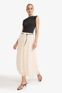 DeFacto Regular Fit High Waist Siphon Midi Skirt - Image 4
