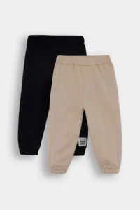 DeFacto Baby Boy Label Printed 2-Piece Sweatpants with Elastic Waist
