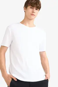 DeFacto Slim Fit Crew Neck Ribbed Short Sleeve T-Shirt