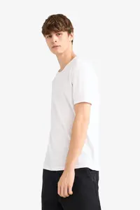 DeFacto Slim Fit Crew Neck Ribbed Short Sleeve T-Shirt - Image 4