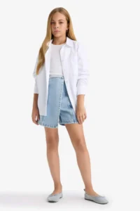 DeFacto Set of 2 School Oxford Long Sleeve Shirt T-Shirt Girls - Image 2