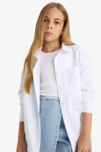 DeFacto Set of 2 School Oxford Long Sleeve Shirt T-Shirt Girls - Image 4