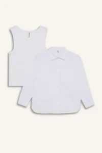 DeFacto Set of 2 School Oxford Long Sleeve Shirt T-Shirt Girls - Image 7
