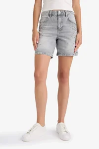 DeFacto 100% Cotton High Waist Jean Bermuda Shorts - Image 4