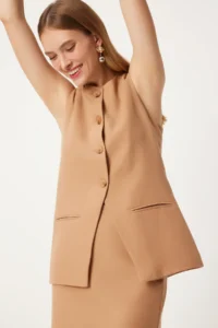 Happiness İstanbul Women Biscuit Mini Weaving Skirt - Image 4