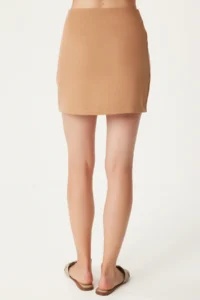 Happiness İstanbul Women Biscuit Mini Weaving Skirt - Image 6