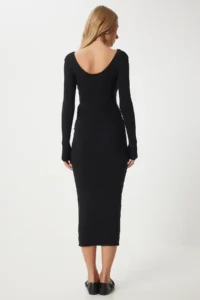 Happiness İstanbul Women Black Ribbed Blouse Knitwear Skirt Set - Image 8