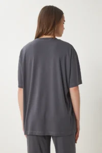 Happiness İstanbul Women's Smoked Oversize Knitted T-Shirt Trousers Set - Image 7