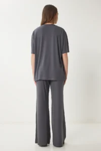 Happiness İstanbul Women's Smoked Oversize Knitted T-Shirt Trousers Set - Image 8