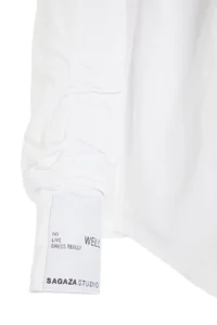 TRENDYOLMİLLA X Sagaza Studio White Ruffle Detailed Weaving Poplin Shirt - Image 6