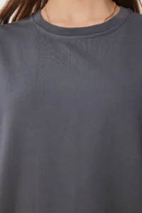 Happiness İstanbul Women Smoke Gray Oversized Basic Knitting T-shirt - Image 4