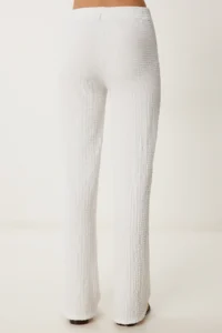 Happiness İstanbul Women's White Textured Summer Blouse Trousers Set - Image 5
