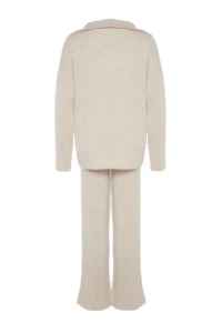 TRENDYOLMİLLA Stone Wide Pattern Zippered Knitwear Top and Bottom Set - Image 7