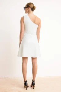 TRENDYOLMİLLA Ecru Lined Single Arm Skirt Opened at Waist Short / Mini Flexible Weaving Dress - Image 4