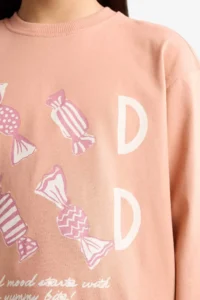 DeFacto Girl's Pajama Set Printed Long Sleeve Top Long Bottom - Image 5