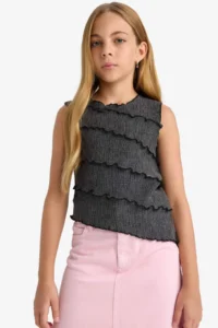 DeFacto Crepe Sleeveless Blouse Girls' - Image 4