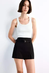 DeFacto Fitted Belt Detailed Shorts Skirt - Image 5