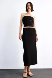 DeFacto Fitted Twill Midi Skirt - Image 2