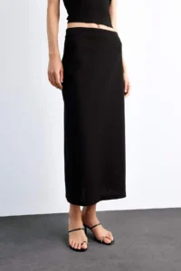 DeFacto Fitted Twill Midi Skirt - Image 3