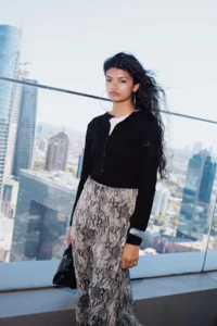 DeFacto Regular Fit Patterned Lined Chiffon Midi Skirt