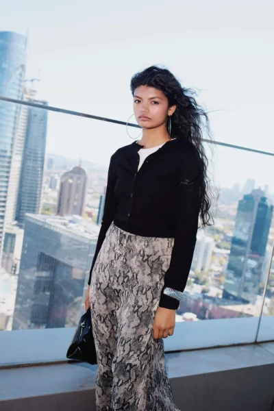 DeFacto Regular Fit Patterned Lined Chiffon Midi Skirt