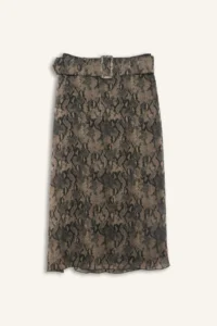 DeFacto Regular Fit Patterned Lined Chiffon Midi Skirt - Image 2