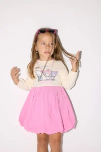 DeFacto Hello Kitty Long Sleeve Ribbed Camisole Dress Baby Girl - Image 2