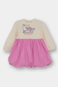 DeFacto Hello Kitty Long Sleeve Ribbed Camisole Dress Baby Girl - Image 3