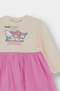 DeFacto Hello Kitty Long Sleeve Ribbed Camisole Dress Baby Girl - Image 4