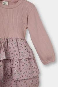 DeFacto Floral Long Sleeve Ribbed Camisole Dress Baby Girl - Image 2