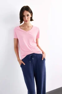 DeFacto V-neck Modal Short Sleeve T-Shirt - Image 3