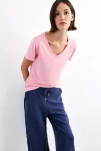 DeFacto V-neck Modal Short Sleeve T-Shirt - Image 4